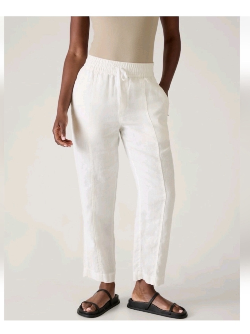 Athleta Retreat Linen Ankle Pants, Size Large